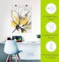 Artland Artprint Geschetst bloemdessin I gele versie als artprint van aluminium artprint voor buiten artprint op linnen poster muursticker - Thumbnail 4