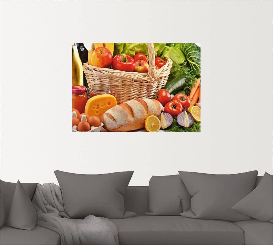 Artland Artprint Gezond leven fruit en groentenmand als artprint van aluminium artprint op linnen muursticker of poster in verschillende maten