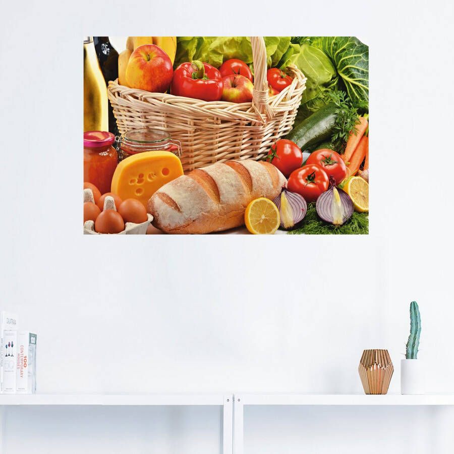 Artland Artprint Gezond leven fruit en groentenmand als artprint van aluminium artprint op linnen muursticker of poster in verschillende maten