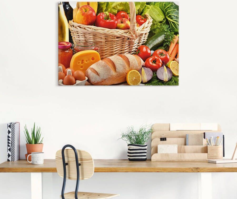 Artland Artprint Gezond leven fruit en groentenmand als artprint van aluminium artprint op linnen muursticker of poster in verschillende maten