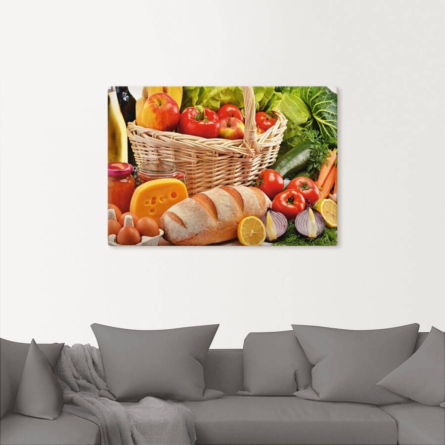 Artland Artprint Gezond leven fruit en groentenmand als artprint van aluminium artprint op linnen muursticker of poster in verschillende maten