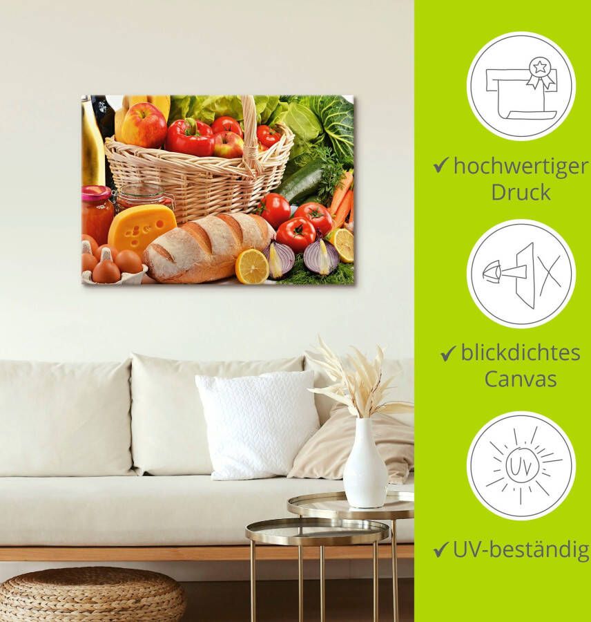 Artland Artprint Gezond leven fruit en groentenmand als artprint van aluminium artprint op linnen muursticker of poster in verschillende maten