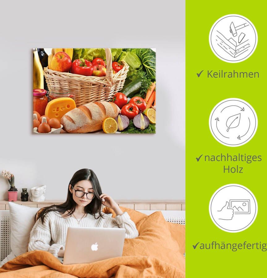 Artland Artprint Gezond leven fruit en groentenmand als artprint van aluminium artprint op linnen muursticker of poster in verschillende maten