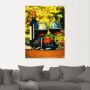 Artland Artprint Glazen met rode wijn op oud vat als poster muursticker in verschillende maten - Thumbnail 3