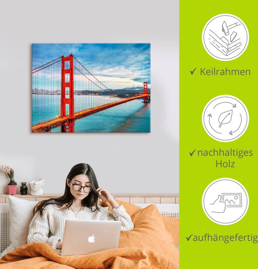 Artland Artprint Golden Gate Bridge als artprint van aluminium artprint voor buiten artprint op linnen poster muursticker