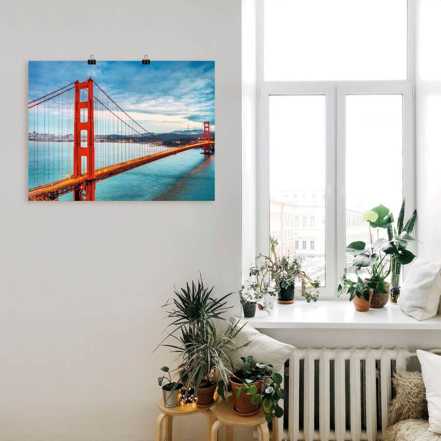 Artland Artprint Golden Gate Bridge als artprint van aluminium artprint voor buiten artprint op linnen poster muursticker