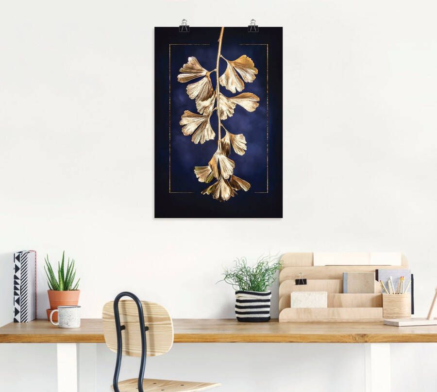 Artland Artprint Gouden gingko als artprint op linnen poster in verschillende formaten maten