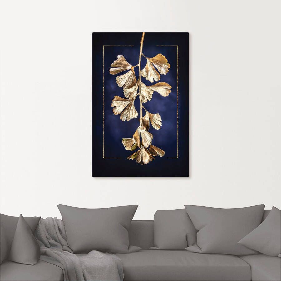 Artland Artprint Gouden gingko als artprint op linnen poster in verschillende formaten maten