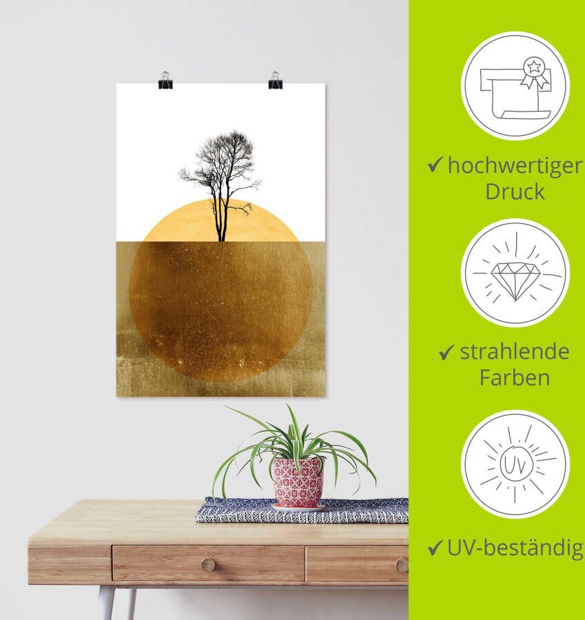 Artland Artprint Gouden oceaan als artprint van aluminium artprint voor buiten artprint op linnen poster in verschillende maten. maten