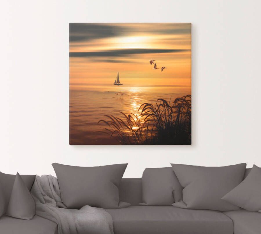 Artland Artprint Gouden zee-impressies als artprint op linnen muursticker in verschillende maten