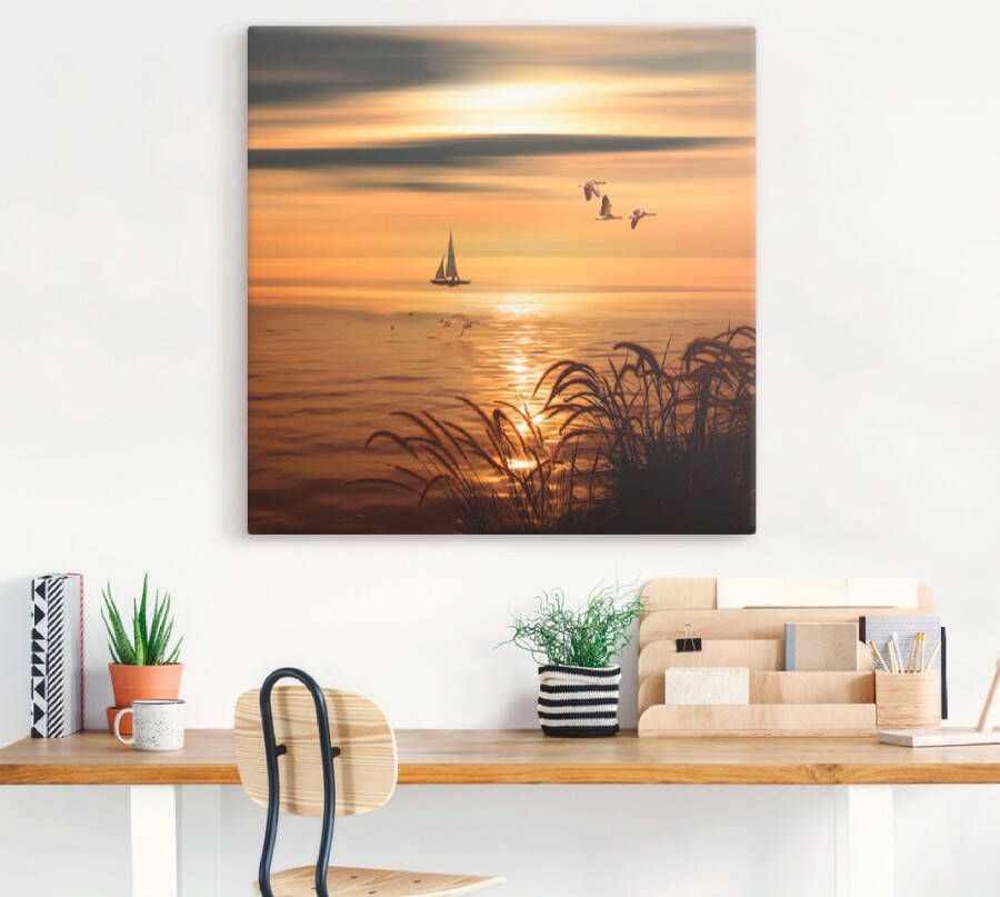 Artland Artprint Gouden zee-impressies als artprint op linnen muursticker in verschillende maten