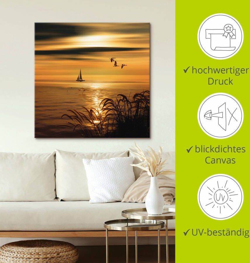 Artland Artprint Gouden zee-impressies als artprint op linnen muursticker in verschillende maten