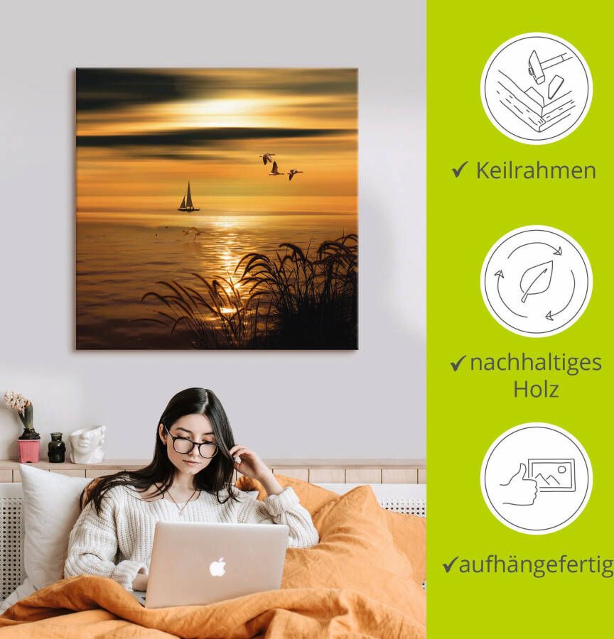 Artland Artprint Gouden zee-impressies als artprint op linnen muursticker in verschillende maten