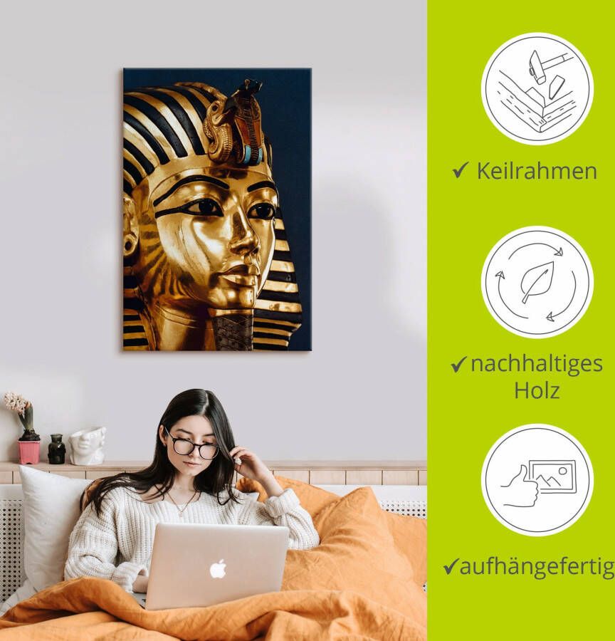 Artland Artprint Grafmasker van koning Toetanchamon als artprint van aluminium artprint voor buiten artprint op linnen poster in verschillende maten. maten