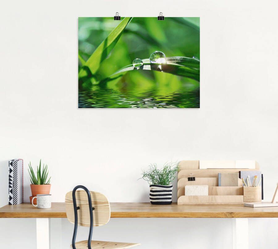 Artland Artprint Groene achtergrond met gras als artprint op linnen poster muursticker in verschillende maten