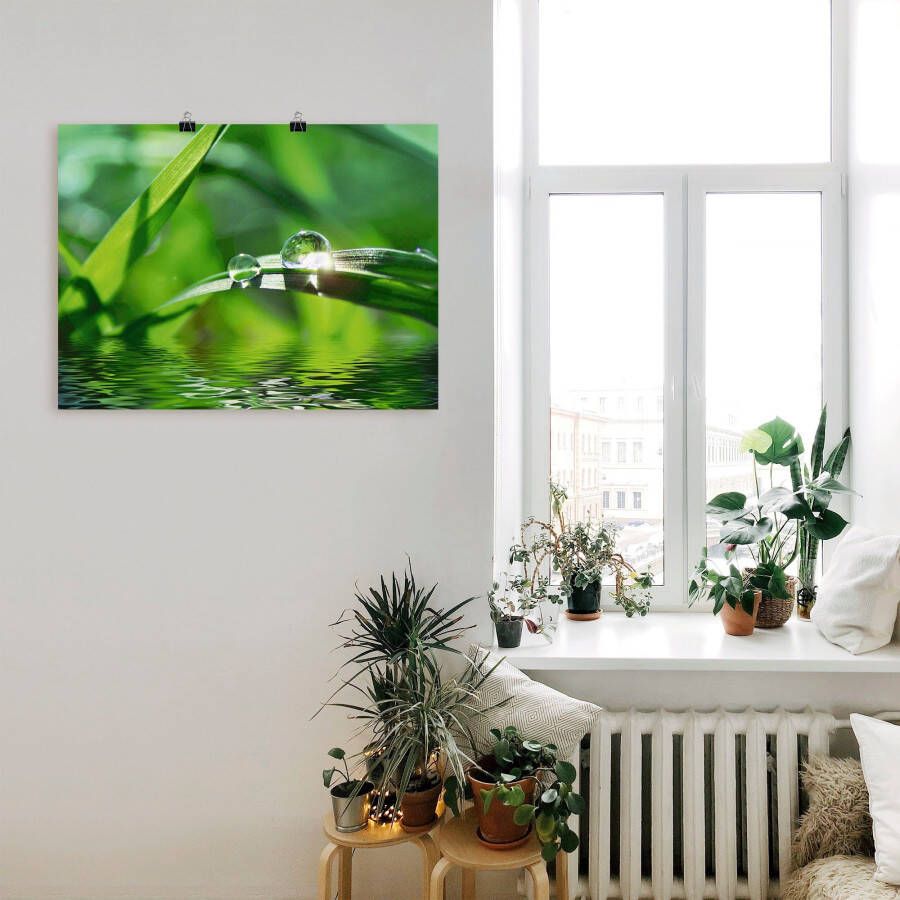 Artland Artprint Groene achtergrond met gras als artprint op linnen poster muursticker in verschillende maten