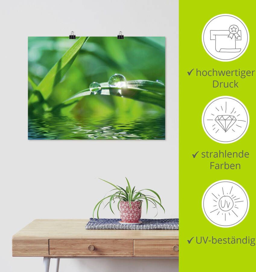 Artland Artprint Groene achtergrond met gras als artprint op linnen poster muursticker in verschillende maten