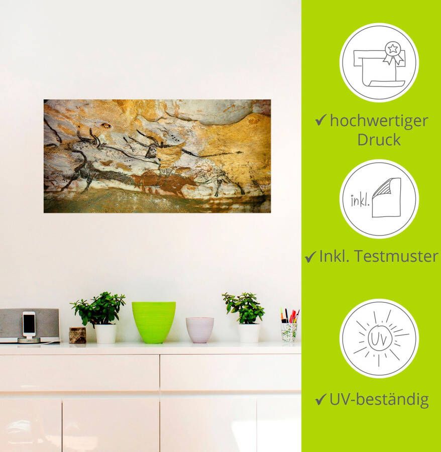 Artland Artprint Grot van Lascaux stieren als artprint op linnen poster muursticker in verschillende maten