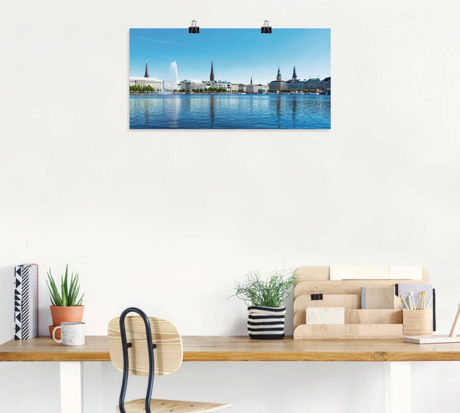 Artland Artprint Hamburg Alsterpanorama als artprint op linnen poster in verschillende formaten maten