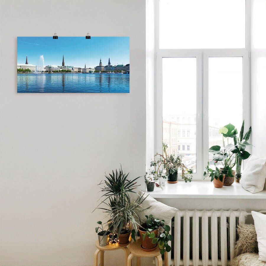 Artland Artprint Hamburg Alsterpanorama als artprint op linnen poster in verschillende formaten maten