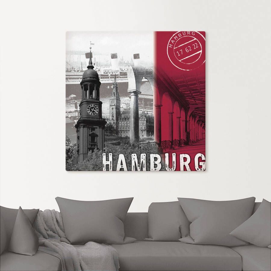 Artland Artprint Hamburg_ bordeauxrood als artprint op linnen poster in verschillende formaten maten