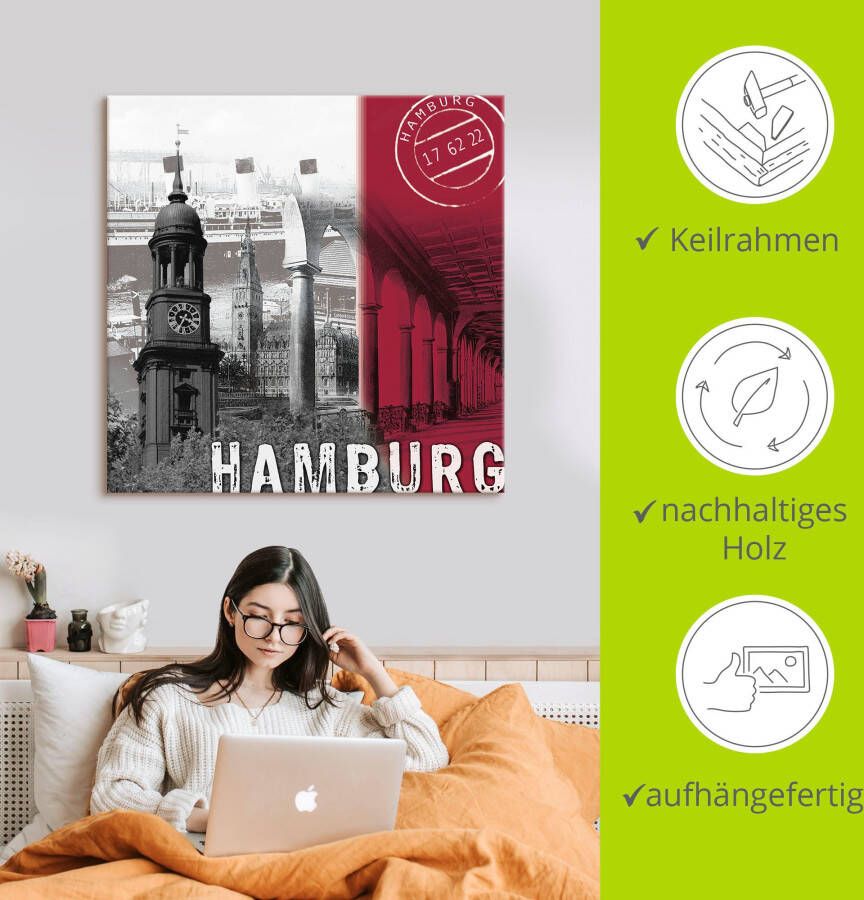 Artland Artprint Hamburg_ bordeauxrood als artprint op linnen poster in verschillende formaten maten