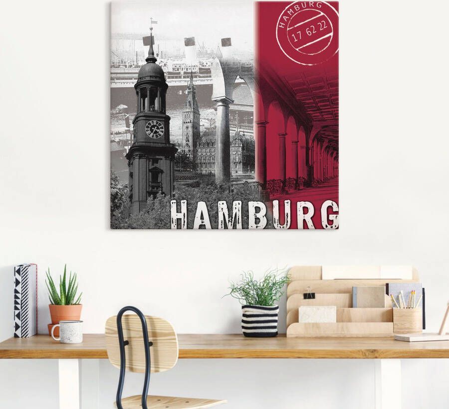 Artland Artprint Hamburg_ bordeauxrood als artprint op linnen poster in verschillende formaten maten