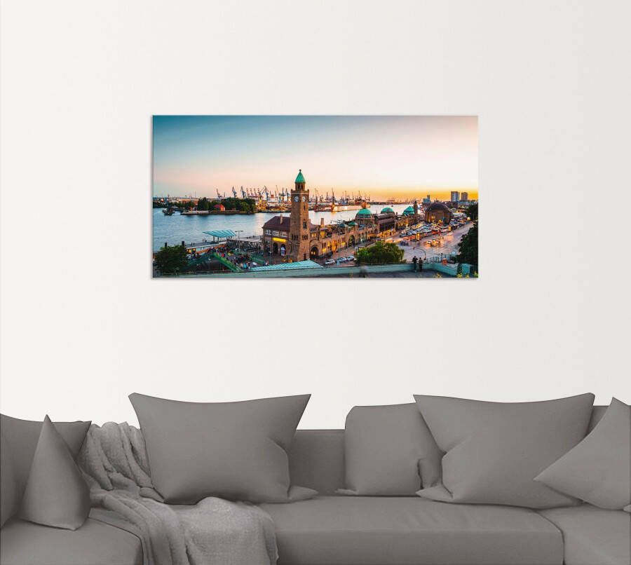 Artland Artprint Hamburg Haven en pier als artprint van aluminium artprint voor buiten artprint op linnen poster muursticker