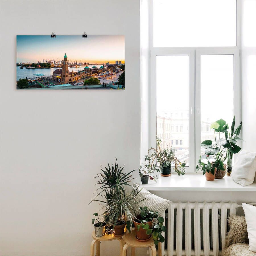 Artland Artprint Hamburg Haven en pier als artprint van aluminium artprint voor buiten artprint op linnen poster muursticker