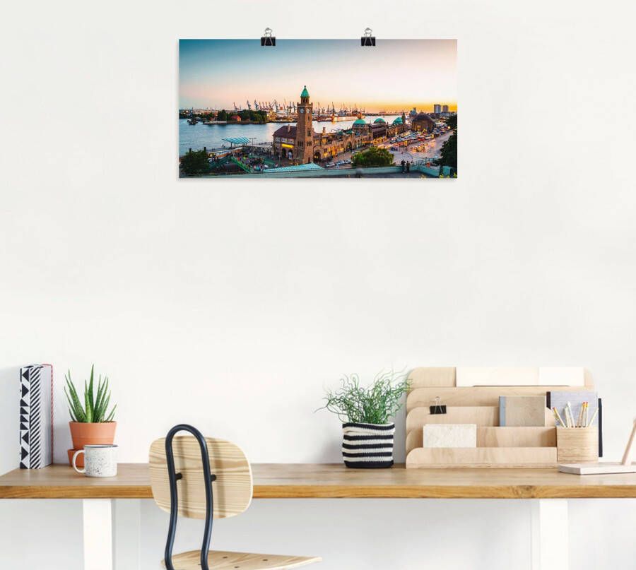 Artland Artprint Hamburg Haven en pier als artprint van aluminium artprint voor buiten artprint op linnen poster muursticker