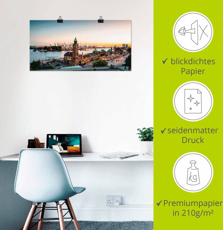 Artland Artprint Hamburg Haven en pier als artprint van aluminium artprint voor buiten artprint op linnen poster muursticker