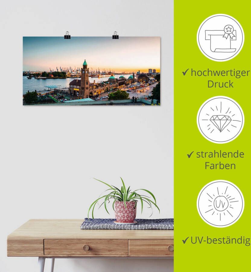 Artland Artprint Hamburg Haven en pier als artprint van aluminium artprint voor buiten artprint op linnen poster muursticker