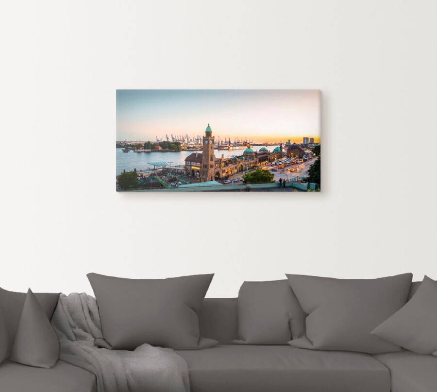 Artland Artprint Hamburg Haven en pier als artprint van aluminium artprint voor buiten artprint op linnen poster muursticker