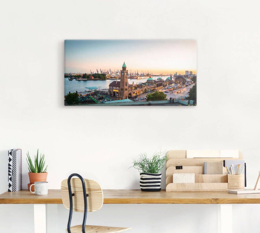 Artland Artprint Hamburg Haven en pier als artprint van aluminium artprint voor buiten artprint op linnen poster muursticker