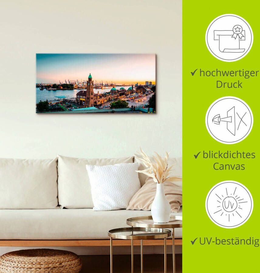 Artland Artprint Hamburg Haven en pier als artprint van aluminium artprint voor buiten artprint op linnen poster muursticker