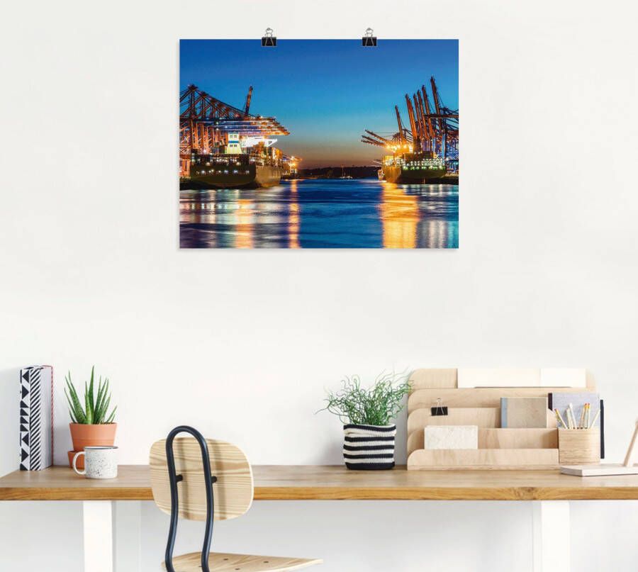 Artland Artprint Hamburg Haven s avonds 2 als artprint op linnen poster in verschillende formaten maten