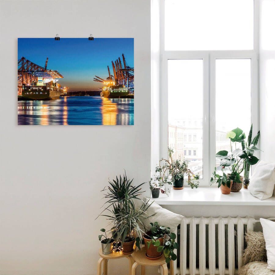 Artland Artprint Hamburg Haven s avonds 2 als artprint op linnen poster in verschillende formaten maten