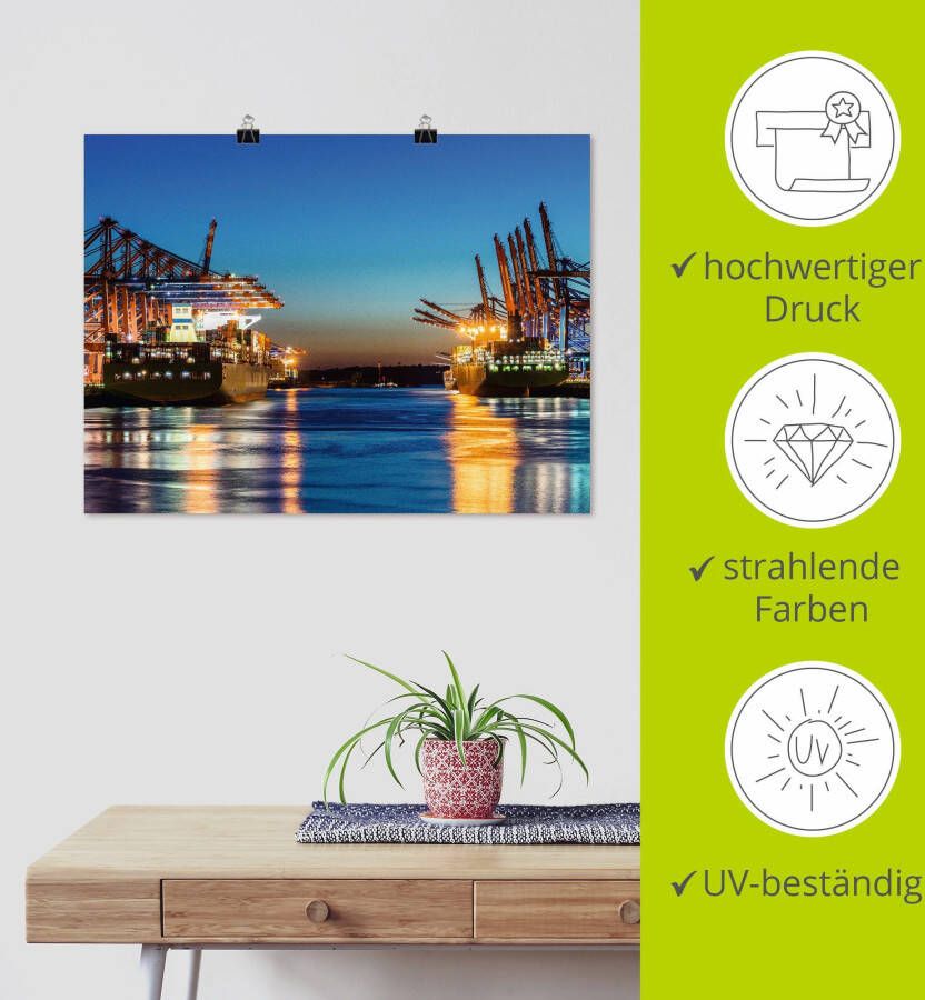 Artland Artprint Hamburg Haven s avonds 2 als artprint op linnen poster in verschillende formaten maten