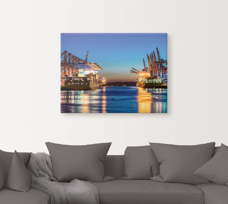 Artland Artprint Hamburg Haven s avonds 2 als artprint op linnen poster in verschillende formaten maten