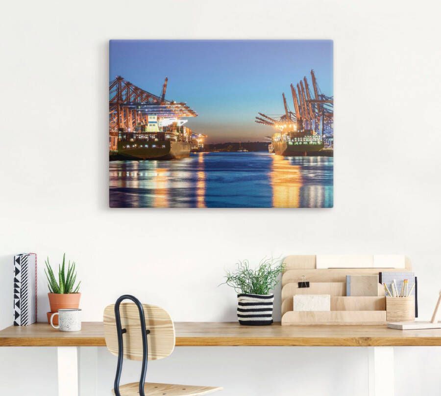 Artland Artprint Hamburg Haven s avonds 2 als artprint op linnen poster in verschillende formaten maten