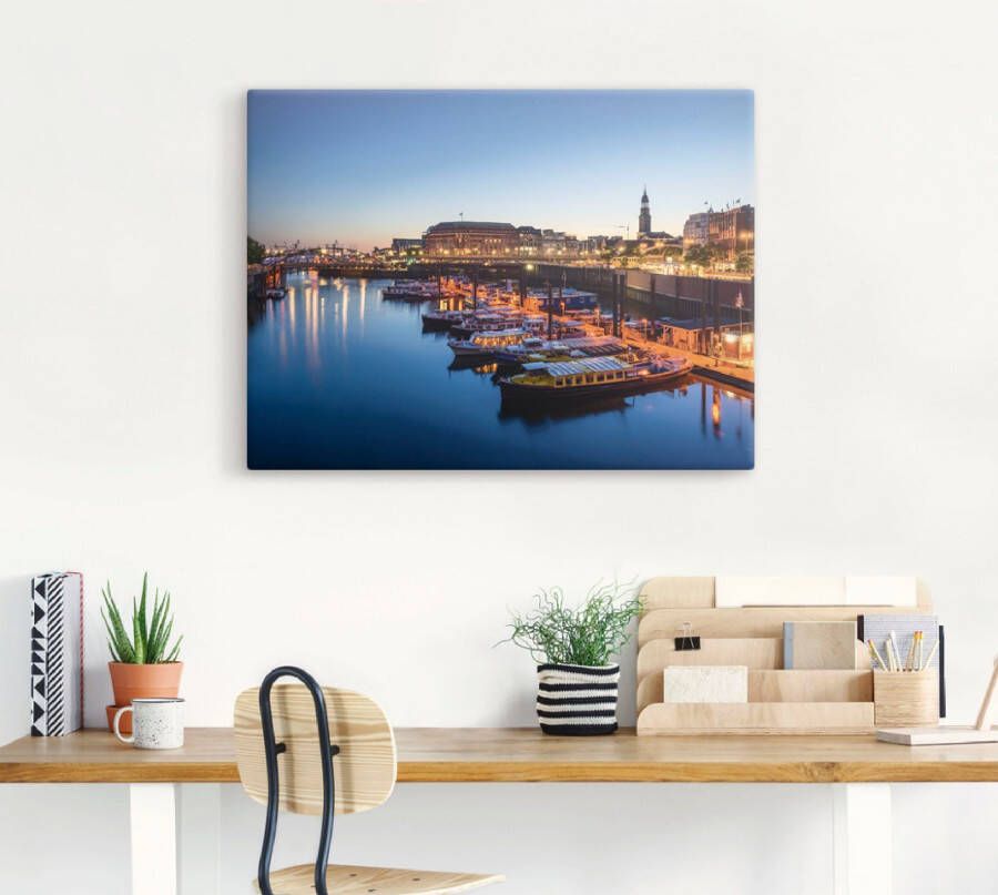 Artland Artprint Hamburg Havenpanorama met Michel als artprint van aluminium artprint voor buiten artprint op linnen poster in verschillende maten. maten