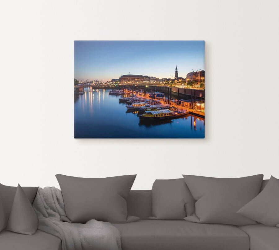 Artland Artprint Hamburg Havenpanorama met Michel als artprint van aluminium artprint voor buiten artprint op linnen poster in verschillende maten. maten