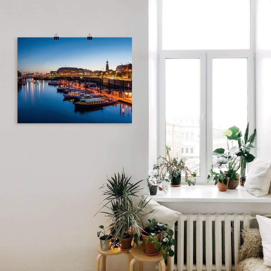 Artland Artprint Hamburg Havenpanorama met Michel als artprint van aluminium artprint voor buiten artprint op linnen poster in verschillende maten. maten