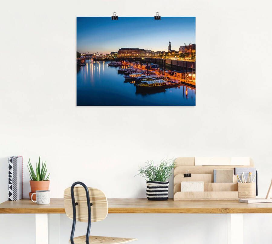 Artland Artprint Hamburg Havenpanorama met Michel als artprint van aluminium artprint voor buiten artprint op linnen poster in verschillende maten. maten