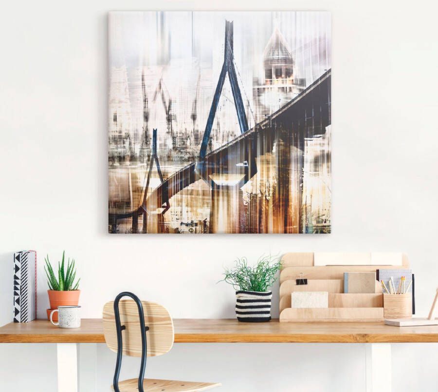 Artland Artprint Hamburg Skyline collage III als artprint op linnen muursticker in verschillende maten