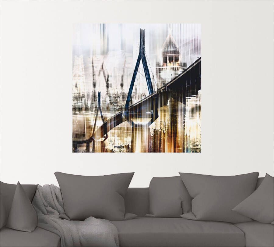 Artland Artprint Hamburg Skyline collage III als artprint op linnen muursticker in verschillende maten