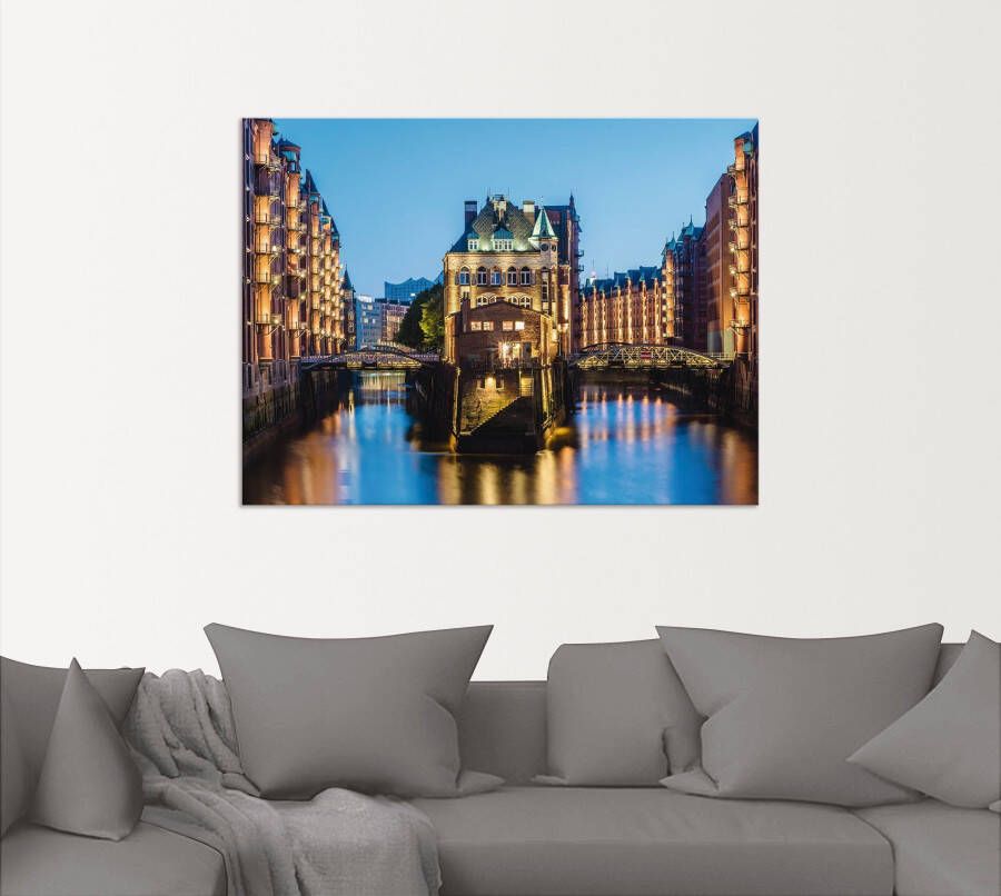 Artland Artprint Hamburg Waterkasteel in Speicherstadt 2 als artprint van aluminium artprint voor buiten poster in diverse formaten