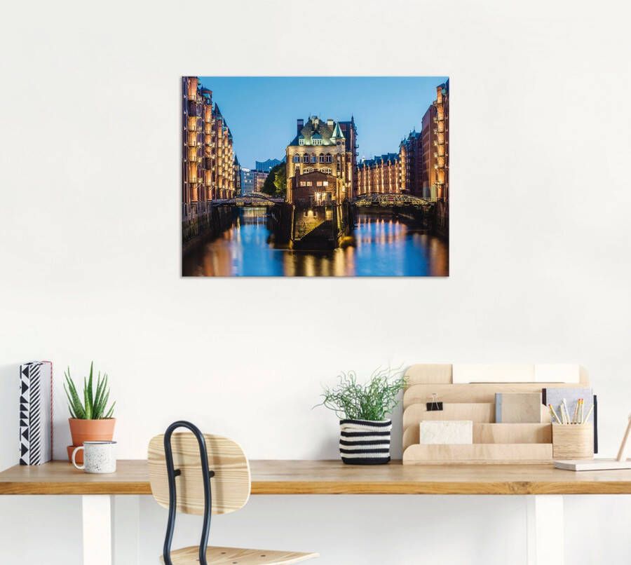 Artland Artprint Hamburg Waterkasteel in Speicherstadt 2 als artprint van aluminium artprint voor buiten poster in diverse formaten