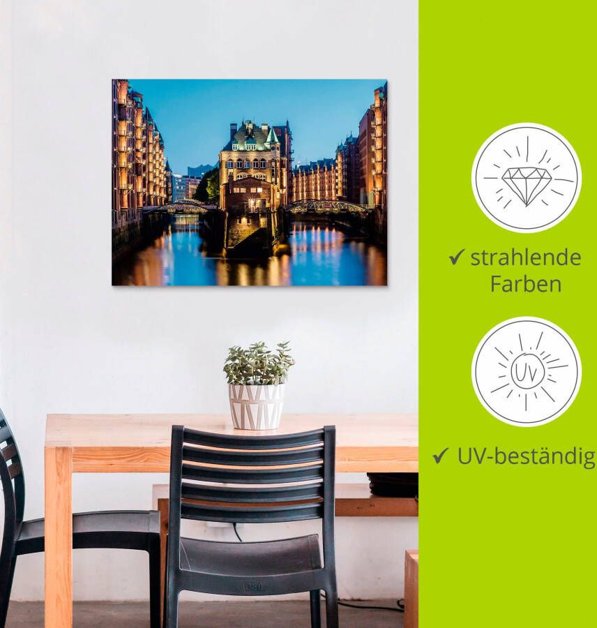 Artland Artprint Hamburg Waterkasteel in Speicherstadt 2 als artprint van aluminium artprint voor buiten poster in diverse formaten