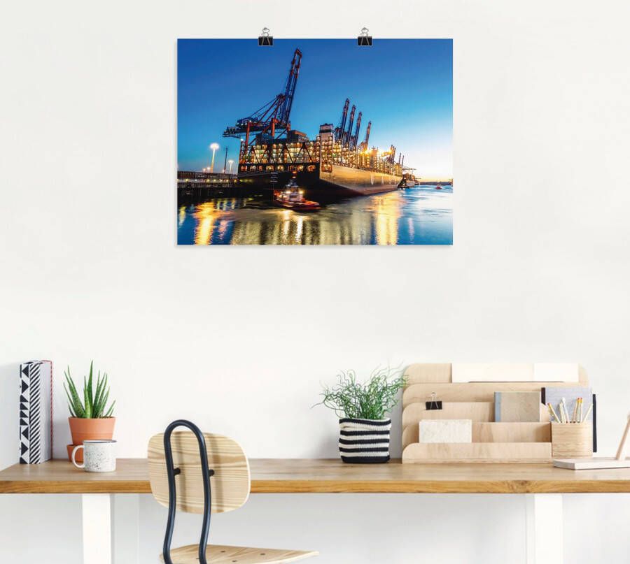 Artland Artprint Hamburgse haven als artprint op linnen poster in verschillende formaten maten